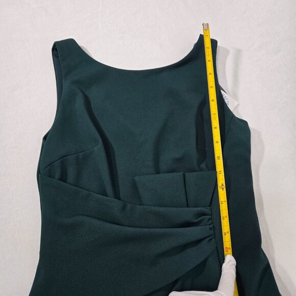 BETSY ADAM "Christine" PINE Scuba Crepe Ruffle Bow Slit Formal Gown Dress Size 8 - Picture 15 of 17